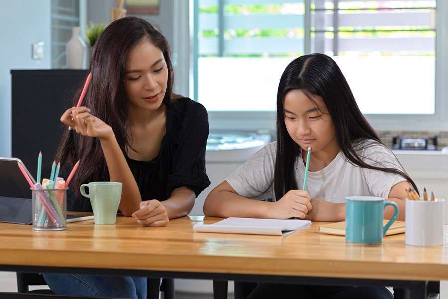 student and tutor together at a desk in Westchester